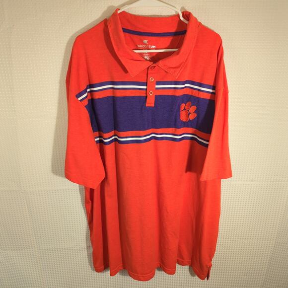 Clemson Tigers Polo Shirt Men 3X Big Tall Orange Purple Colosseum NCAA Team Logo - Picture 1 of 3